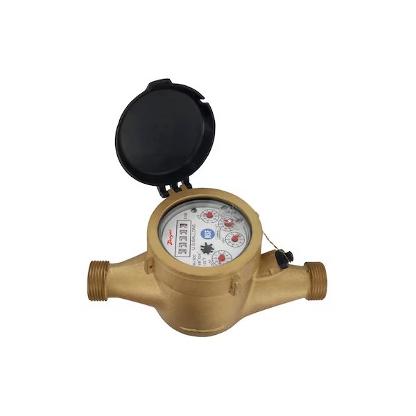 Multi-Jet water meter, 1-1/2in pipe size, NSF Certified, brass body with 100 gal pulse output, Dwyer Instruments, Mfr#: WNT-A-C-07-100